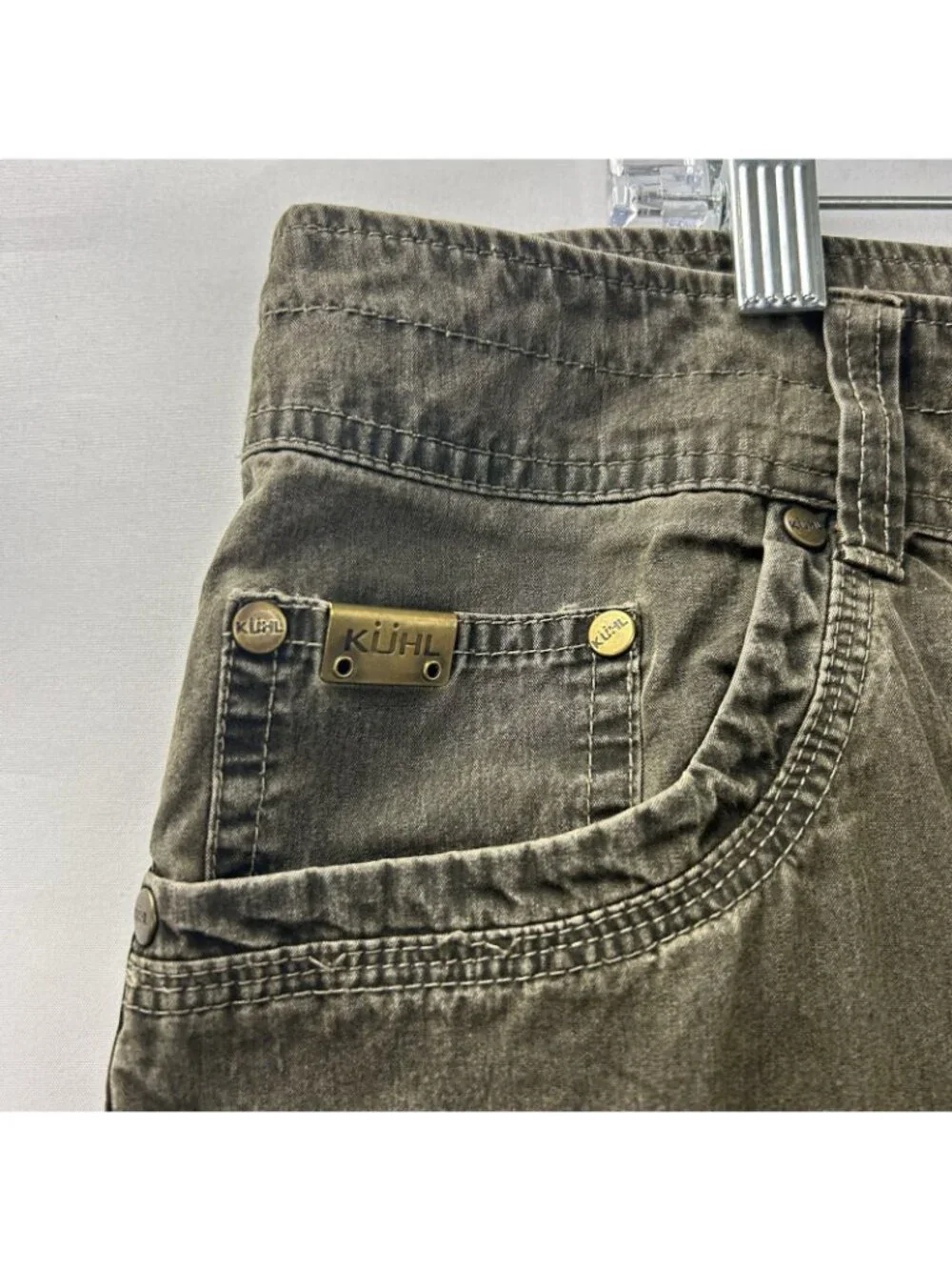 Kuhl Revolvr Pants Mens Size 38x32 Olive Green Vintage Patina Dye Outdoor Hiking - Picture 15 of 16